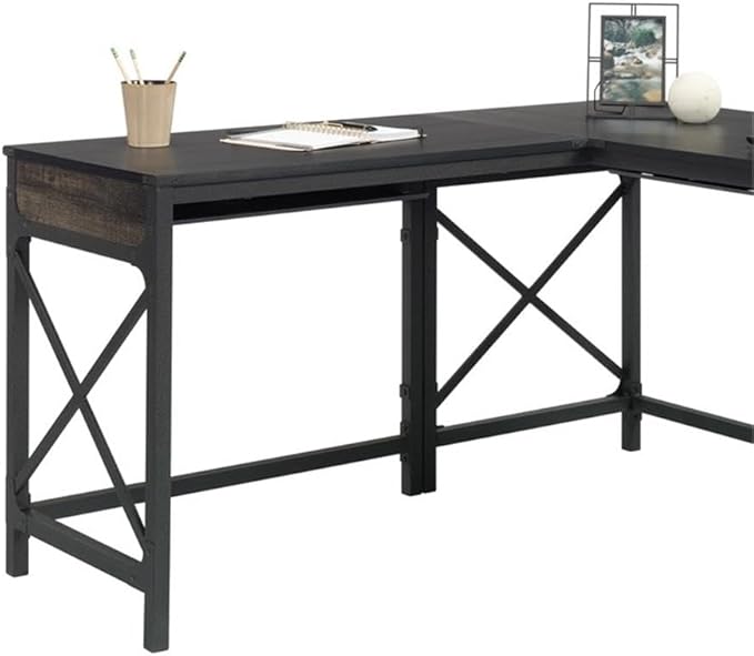 Sauder Foundry Road Engineered Wood/Metal 36 Desk Return in Carbon Oak