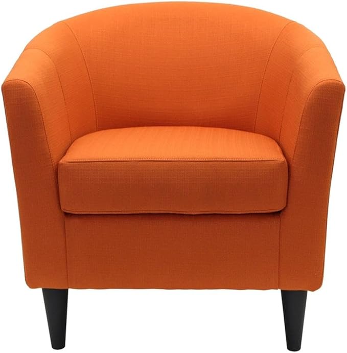 Pemberly Row Traditional Fabric Club Chair 17.5 Seat Height Polyester Upholstery Orange Finish Durable Construction Padded Seat Accent Chair for Living Room or Bedroom