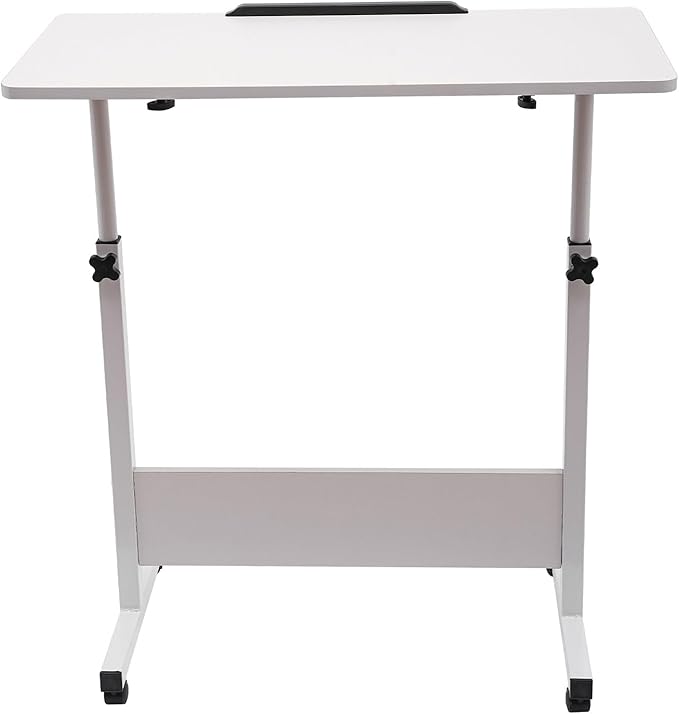 Adjustable Height Standing Desk Portable Laptop Desk on Wheels Rolling Computer Stand Mobile Small Standing Rolling Desk for Home Office 31 Lx16 W White