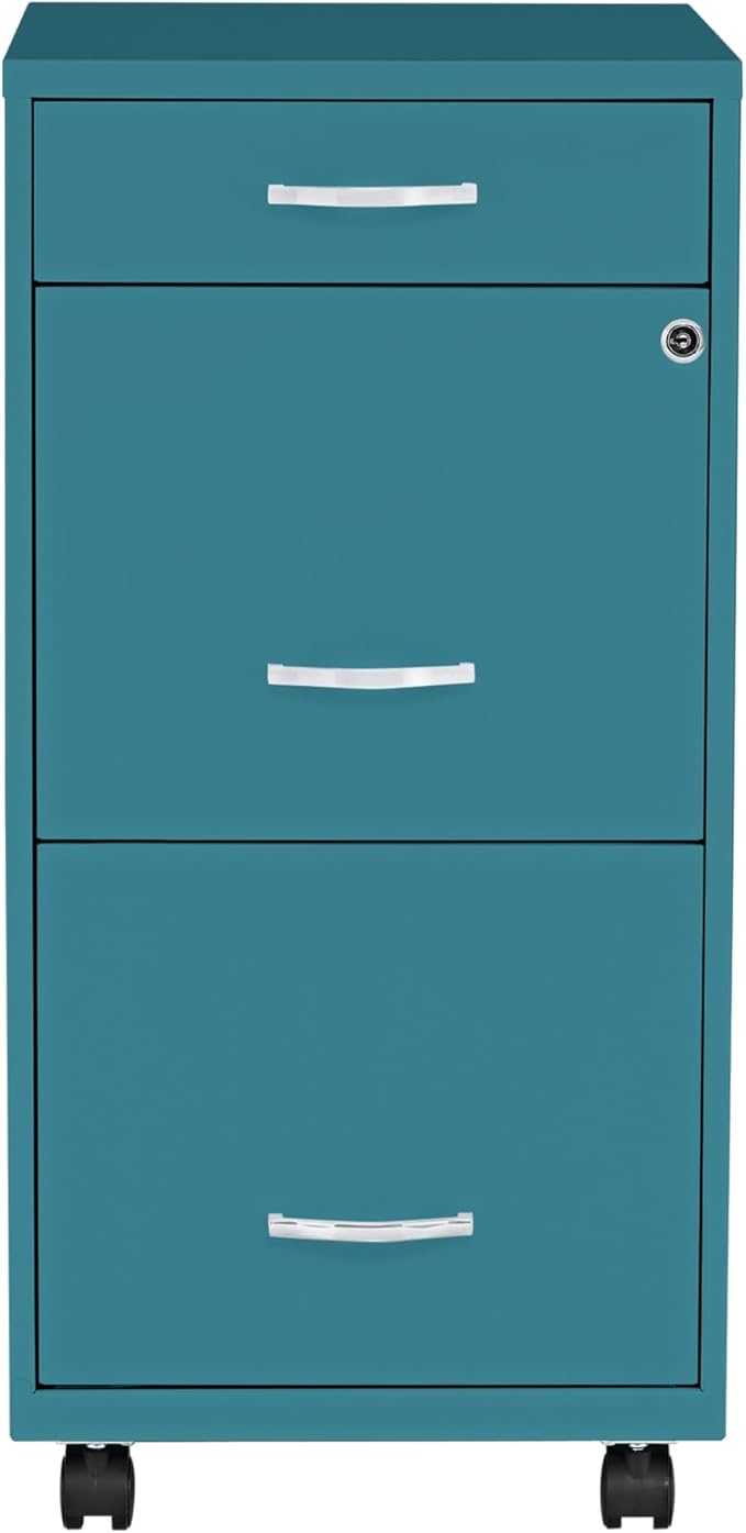 Lorell LYS SOHO Box/File/File Teal Mobile Cabinet 3 Drawer