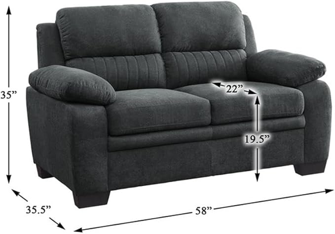 Lexicon Holleman 58 Polyester Fabric Loveseat with Exposed Legs in Dark Gray