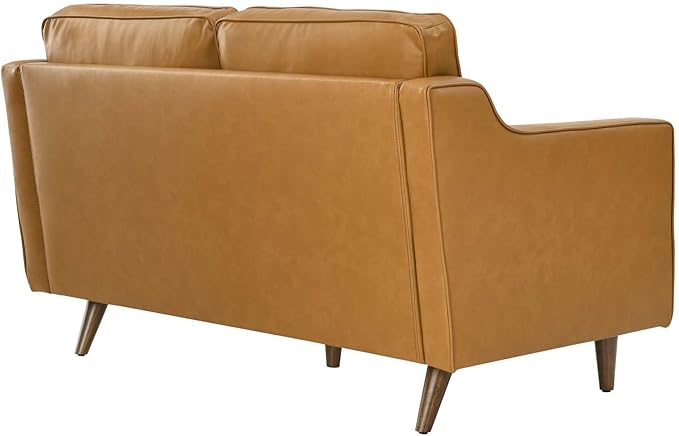 Modway Impart Upholstered Genuine Leather Loveseat in Tan