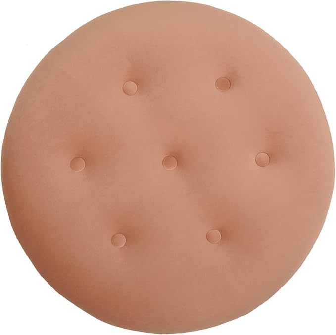 24 Velvet Round Ottoman with Medium Firm Foam Cushion &amp Gold Tassel Trim Sofa Bench with Upholstered Accent Footstool &amp Button-Tufted Seat for Living RoomBedroomOffice Orange