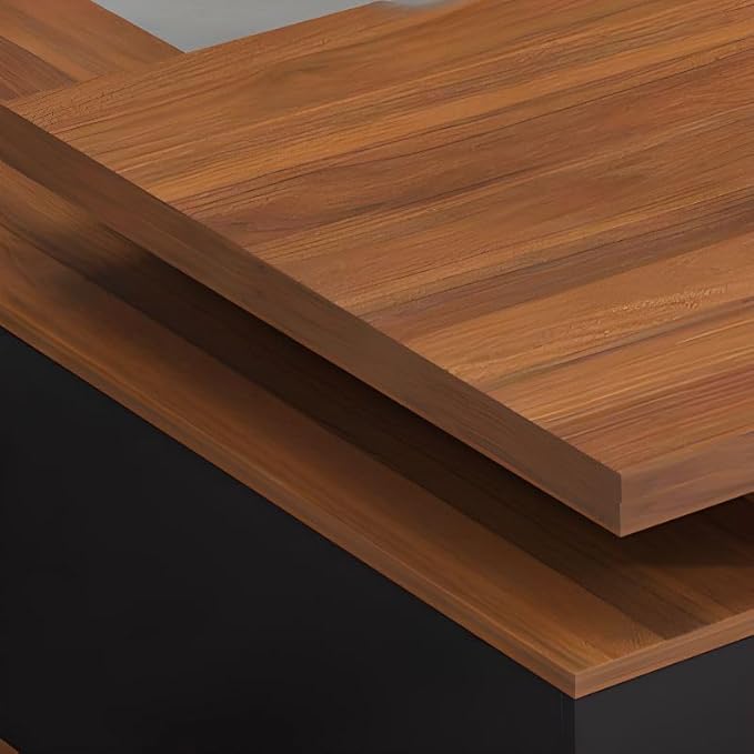 RUNNUP L-Shaped Executive Desk Contemporary Office Desk with Drawers and Cable Management Long Home Writing Desk Dark Brown 63 L x 47 W x 31.5 H Table Only