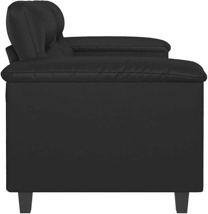 2-Seater Faux Leather Loveseat 59.1 x 59.1 x 31.5 in Modern Compact Couch with Steel Frame &amp Plush Armrests Black Small Sofa for Living Room Apartment Studio
