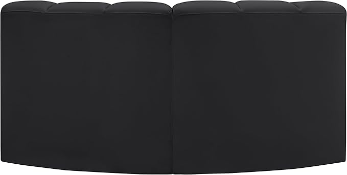 Meridian Furniture 101Black-S2B Arc Collection Modern | Contemporary Modular Sofa with Soft Black Vegan Leather Deep Channel Tufting Modular Design 60 W x 33 D x 30 H Black