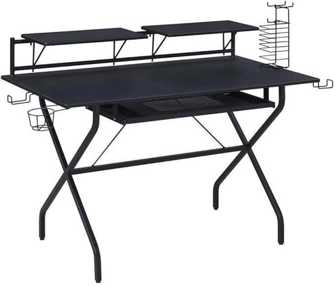 Acme Hartman Wooden Top 2-Shelf Computer Desk with Keyboard Tray in Black