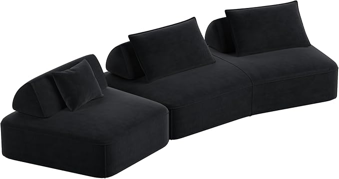 139 Oversized Modular Sectional Sofa Set Chenille Cloud Boneless Couch with Removable Backrests &amp Soft Pillows No Assembly Required DIY Upholstered Sofa Bed for Living Room (Dark Gray)