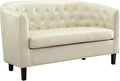 Emma Modern Loveseat Sofa – Faux Leather Love Seat Couch with Plush Cushions Solid Wood Frame Button-Tufted Design Stain-Proof Upholstery Small Loveseat for Bedroom Office &amp Small Spaces