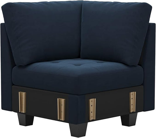 Belffin Velvet Corner Seat Module for Modular Sectional Sofa Couch Corner Sofa Couch Chair Blue