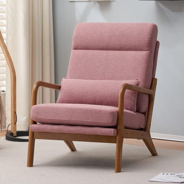 Pink Accent Chair Living Room Chairs Guest Sofa for Living Room Bedroom Balcony Studio Reading Armchair for Bedroom SunroomLobby Chair Office Waiting Room Side Chair 70 x 50 x 50cm(L x W x H)