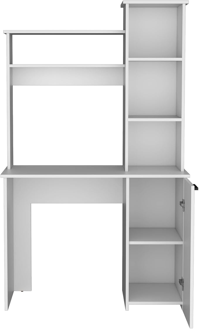 Penau Computer Desk with Ample Work Surface Stylish Hutch Storage and Door Cabinet Black Ideal for Home Office
