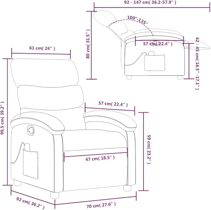 vidaXL Dark Green Massage Recliner Chair with Adjustable Backrest and Built in Functionality for Relaxation Living Room Or Home Theater Chairs Reclining Office Armchair TV Sofa