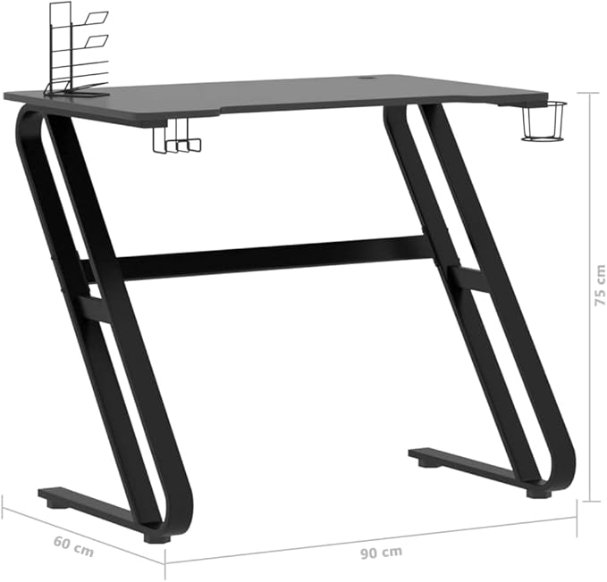Gaming Desk Computer Desk Gaming Table with ZZ Shape Legs Z Shaped Pc Gaming Workstation Home Office Desk for Home Office Black 35.4x23.6x29.5