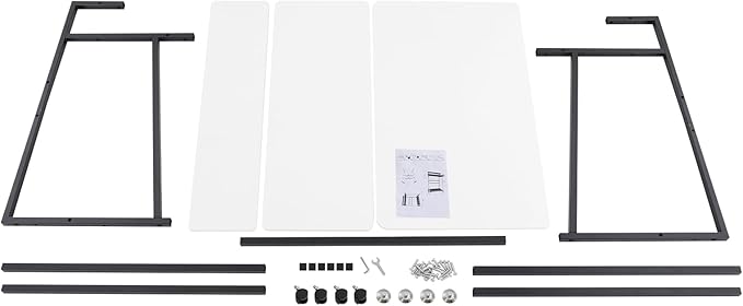 Small Office Mobile Computer Desk 3-Tier Laptop Table with Storage Shelves Tiny Computer Desk with Wheels for Home Office Bedroom Living Room Studio (White+Black)