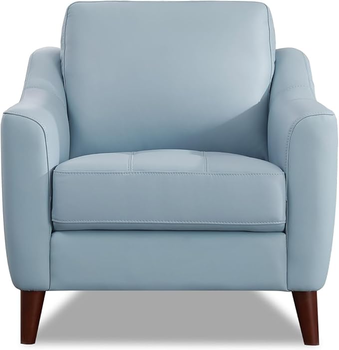 Hydeline Ersa Top Grain Leather Chair Spa Blue Memory Foam and Springs Seating