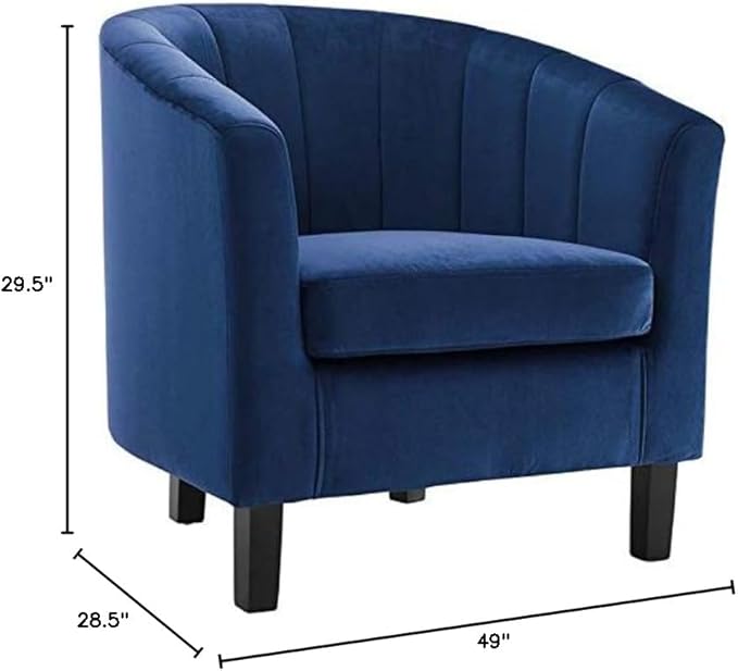 Modway Prospect Channel Tufted Upholstered Velvet Armchair Navy