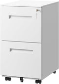 DEVAISE 2-Drawer Metal File Cabinet with Lock Mobile Filing Cabinet Under Desk for Home Office Fully Assembled Printer Stand fits F4/A4/Letter/Legal Size White 20 D x 15 W x 27 H