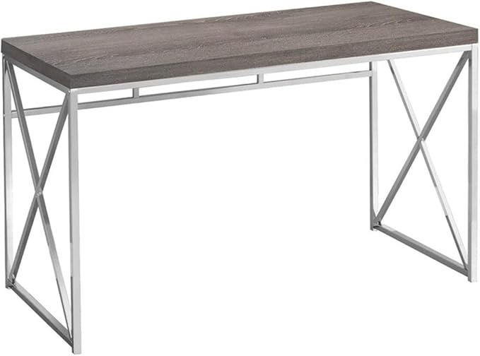 Monarch Specialties I 7204 Computer Desk Home Office Laptop Work Metal Laminate Brown Chrome Contemporary Modern