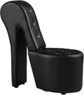 Best Master Furniture High Heel Faux Leather Shoe Chair with Crystal Studs Black