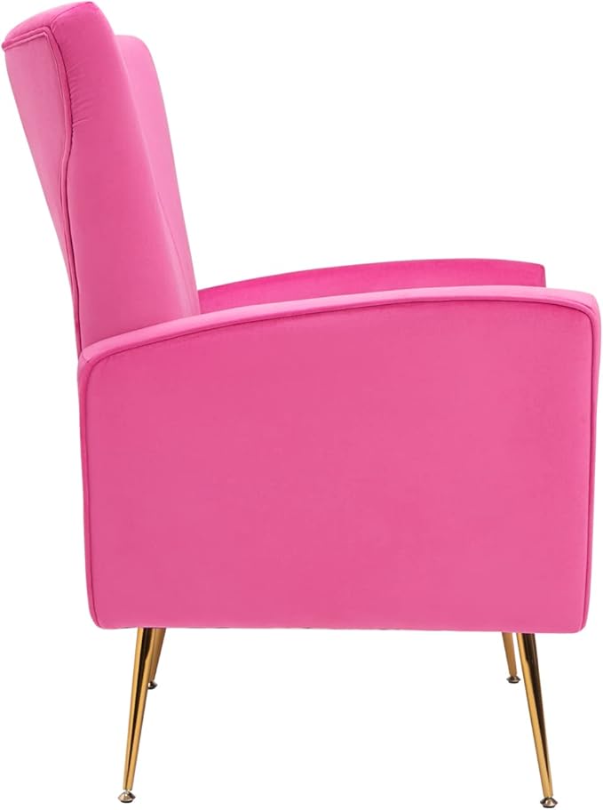 Velvet Accent Chair Wingback Arm Chair with Gold Legs Upholstered Single Sofa for Living Room Bedroom