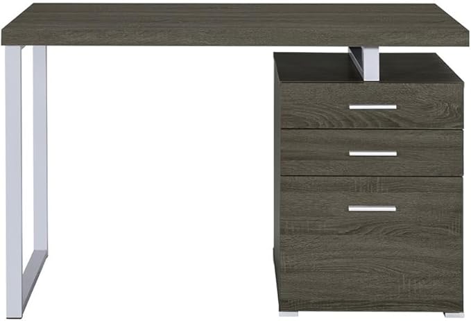 3-Drawer Office Desk in Weathered Grey Finish