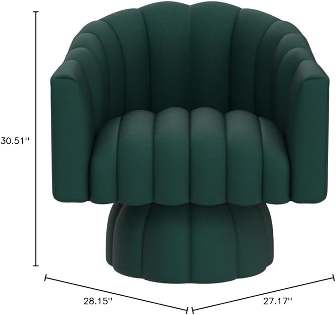 Mid Century 360 Degree Swivel Cuddle Barrel Accent Sofa Chairs Round Armchairs with Wide Upholstered Fluffy Velvet Fabric Chair for Living Room Bedroom Office Waiting Rooms (Green)