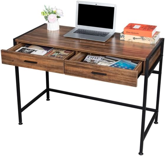 42inch Computer Desk Modern Desk for Home Office Study Student Writing Desk Home Office Desk Computer Table with Storage Drawer Study Work Desk Corner Desk Home Office Desk Retro Wood Table Top