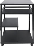 Computer Desk for Small Spaces Height Adjustable Computer Desk with Shelves and Keyboard Tray Standing Compact Desk with Storage Home Office Study Computer Desk with Wheels