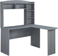Pemberly Row Modern L-Shaped Engineered Wood Computer Desk with Hutch Gray Finish 5-Shelf Design 60.25 in x 47.25 in x 49.25 in Corner Office or Home Office Desk with Storage