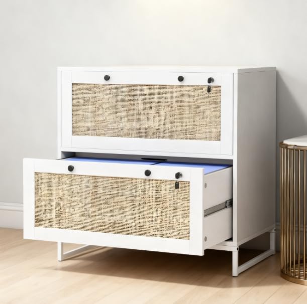 2 Drawer File Cabinet with LockSmall Filing Cabinet Under Desk Storage Cabinet Organizer Locking Drawers for Home Office with Adjustable Hanging BarWhite