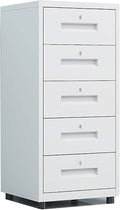 Filing Cabinet Multi-Drawer Mobile Office Cabinet with Locking File Drawer Cabinet Metal Data Cabinet (Color : White Size : 5)