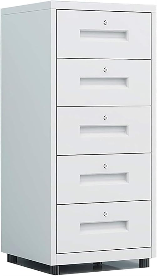 Filing Cabinet Multi-Drawer Mobile Office Cabinet with Locking File Drawer Cabinet Metal Data Cabinet (Color : White Size : 5)