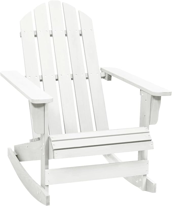 Garden Rocking Chair Wood White Chair Living Room Chair with Sleep Function