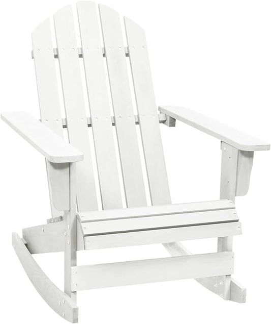 Garden Rocking Chair Wood White Chair Living Room Chair with Sleep Function