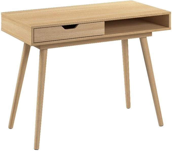 Nora 40W Writing Desk in Natural Oak | Compact Writing Table with Storage Workstation for Home Office or Study Room
