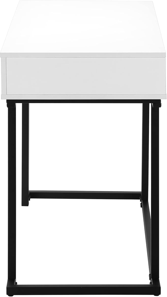 Monarch Specialties 7385 Computer Desk Home Office Laptop Storage Drawers 42 L Work Metal Laminate Glossy White Black Contemporary Modern Desk-42 41.75 L x 19.75 W x 30 H