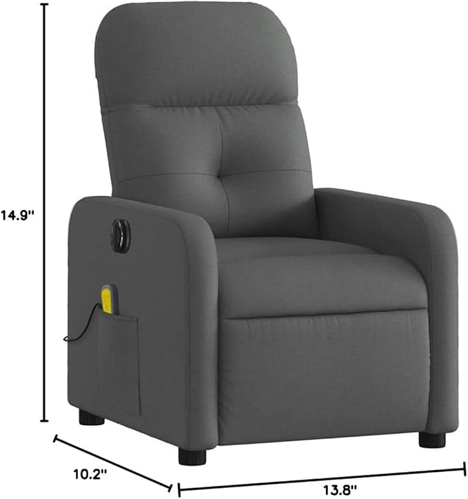 Electric Massage Recliner Chair Dark Gray Sofa Perfect for Living Room Bedroom Comfy Lounge &amp Reclining Space for Indoor Reading
