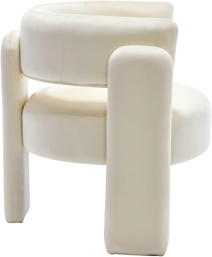 Set of 2 Accent Chairs with Arms Upholstered Barrel Armchair with Curved Back Comfy Single Side Chair for Reading Living Room Home Office Beige