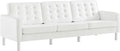 Modway Loft Tufted Button Faux Leather Upholstered Sofa in Silver White