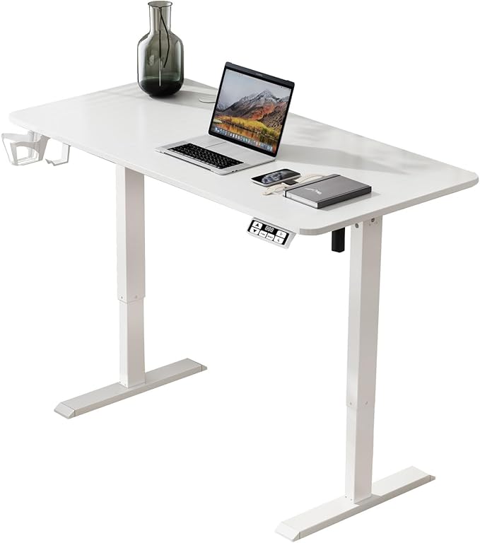 63inch Adjustable Desk Stand up Desk Electric Standing Desk Adjustable Height Sit Stand Home Office Desk Including Splice Table Plate White