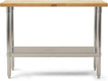 John Boos Maple Wood Top Work Table 48”x24”x36” – 1.5” Thick Tabletop 86-lb Kitchen Station with Wooden Edge-Grain Table &amp Steel Base &amp Adjustable Shelf
