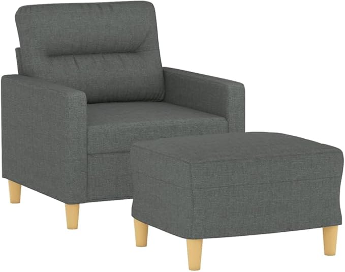 Modern Sofa Chair with Footstool Accent Chair with Ottoman Fabric Sofa Chairs Reading Chair for Living RoomChair for Bedroom Dark Gray 23.6 Fabric -15
