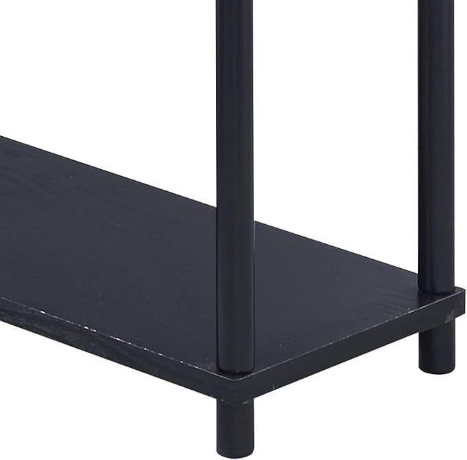 Black Office Desk with 3-Tier Bookshelf - Modern Wood &amp Metal Compact Workspace
