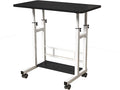 Adjustable Height Mobile Computer Desk – Portable Rolling Workstation with Wheels and Lockable Casters – Take a seat Stand Tabletop Storage Basket Treadmill Compatible
