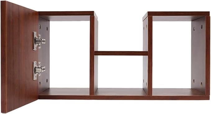 Wall Mounted Folding Table with BookshevesFloating Desk with BookcaseWooden Fold Down Laptop Table for Small SpaceHome Office BedroomStudy RoomDormWalnut Color