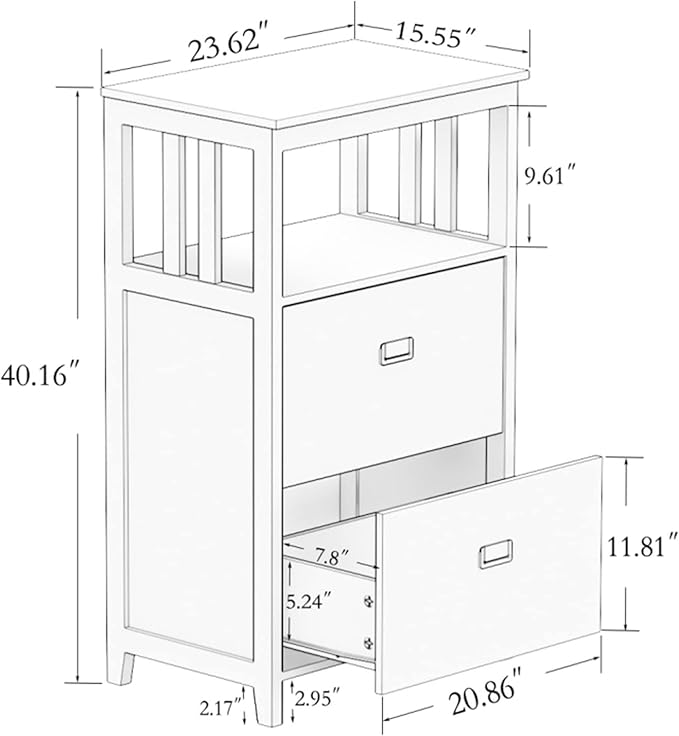 HASMI Filing Cabinet 2 Drawer Vertical File Cabinet with Open Storage Shelves Modern File Cabinet Lateral Filing Cabinet for Home Office Furniture Storage Cabinet