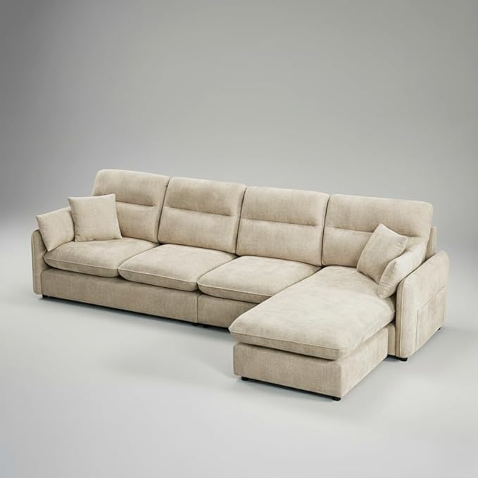 125 Inch Modular Couch Sectionals with Ottoman Big Comfy Cloud Couches L Shaped 4 Seat Modular Sectional Sofa Modern Cloud Sectional Couches for Living Room Deep Seat Sofa