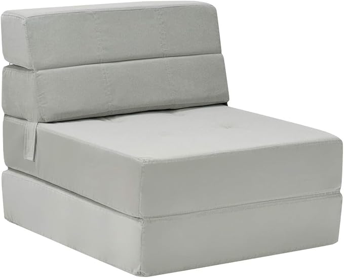 Giantex Convertible Sofa Bed Floor Couch Sleeper Folding Futon Guest Bed Modern Chaise Lounge Upholstered Padded Cushion Large Accent Chair Living Room Bedroom Gray