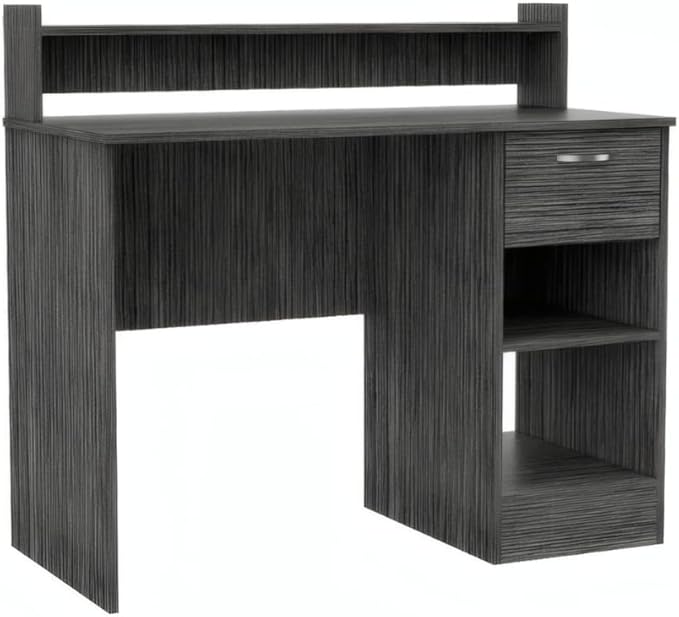 Penau Writing Desk with Hutch 2-Shelf and 1-Drawer Smokey Oak Finish Engineered Wood 40.16In Wide x 19.7In Deep x 36.73In High Storage for Home Office or Study
